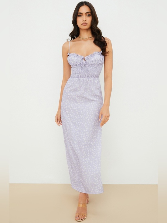 House of CB Dresses & Skirts - House of CB Lilac Floral Tie-Front Maxi Dress